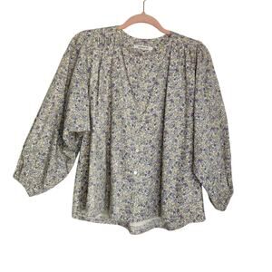 Emerson Fry Women's Sz XS Elina Blouse Calico Button Front Micro Floral Oversize